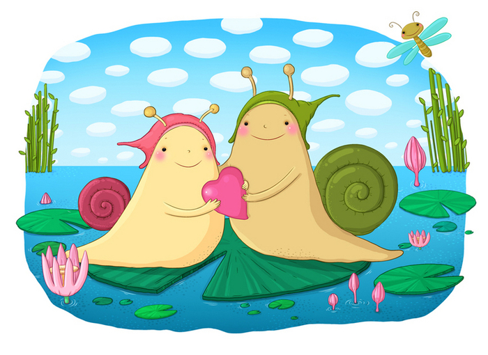 Открытка про улиток