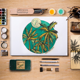 Ночные пальмы