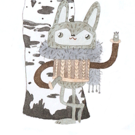 Заяц у берёзы