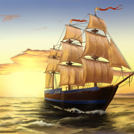 Парусник в море