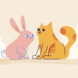 Котик и зайчик