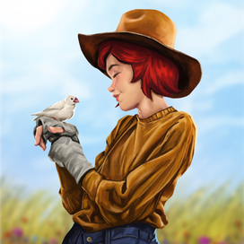 Девушка и птичка