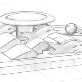 Эскиз фонтана "Дельфины"