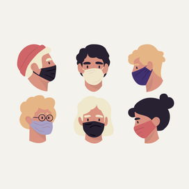 Flat дизайн персонажей: карантинный outfit