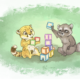 Открытка со зверьками.