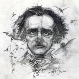 Sketch. Edgar Allan Poe. Author's work. Artist Viktor Yeremenko. 2016.