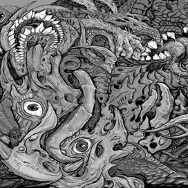 эскиз татуировки в стиле "биомеханика" 