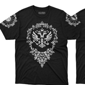 Принт для печати на футболках: Герб России с орнаментом в русском стиле