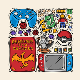 Gamer starter pack illustration