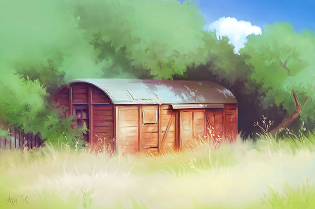 Пейзаж в стиле студии "Ghibli".