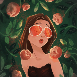 Девушка с пионами