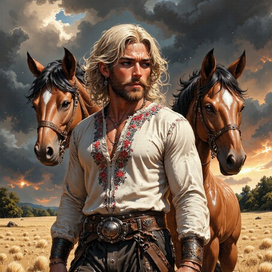 Мужчина с конями.