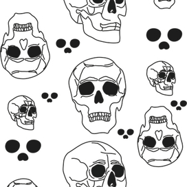 ЧБ иллюстрация черепов