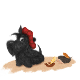 Скотч-терьер и ёжик