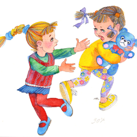 Детские ссоры. Илл. в журнале для родителей.