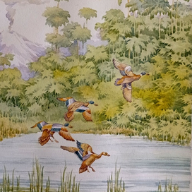 Озеро. Таинственный остров. 