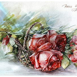 Розы в корзине