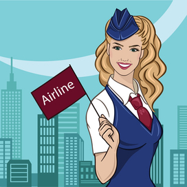 Стюардесса ( fashion illustration girl woman люди человек женщина фэшн иллюстрация девушка 