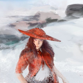 Иллюстрация персонажа в снежных горах