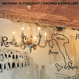 Роспись ресторана "IL PIZZAIOLO" / стиль LOFT/ Москва, Волхока ,5