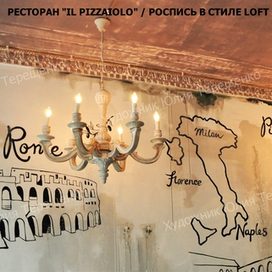 Роспись ресторана "IL PIZZAIOLO" / стиль LOFT/ Москва, Волхока ,5
