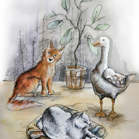 Иллюстрация к книге А.П. Чехова "Каштанка"