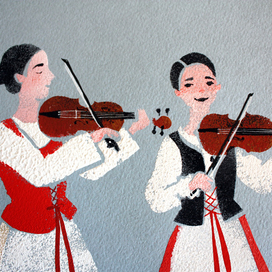 Скрипачи, фрагмент