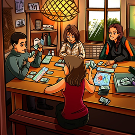 Сюжетная иллюстрация. Настольные игры.