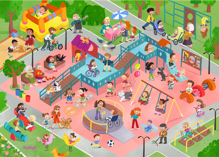 Детская площадка виммельбух пазлы