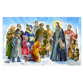 Иллюстрация к детскому календарю .Св. Иоанн Кронштадтский .Январь.