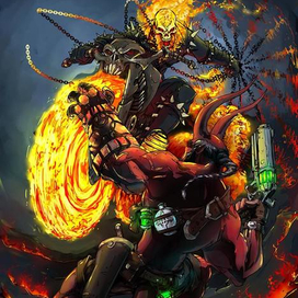 Фан-арт  Призрачный Гонщик и Хеллбой