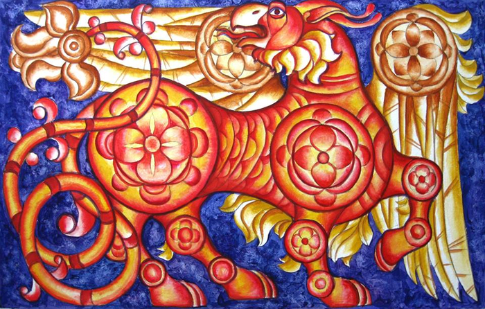 Василиск бумага ,акварель 38х60 