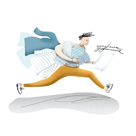 Бежит с тельняшками