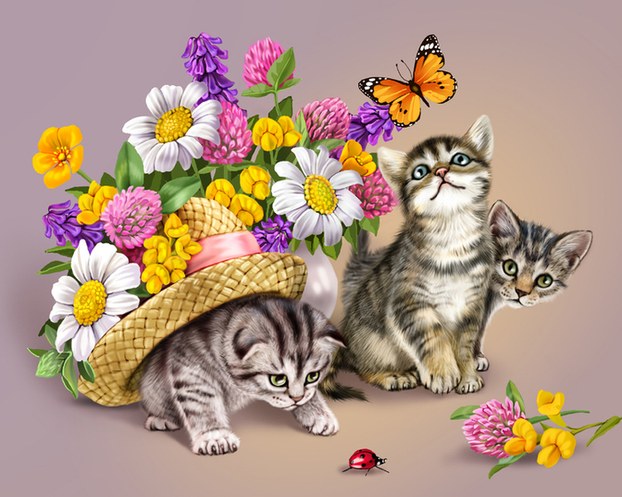 котята в шляпе