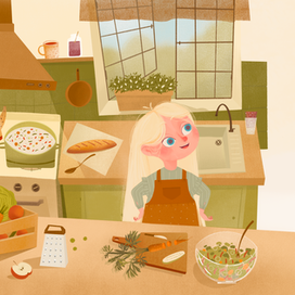 Девочка готовит