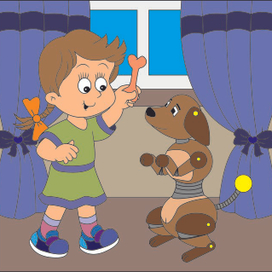 Раскраска девочка с собакой