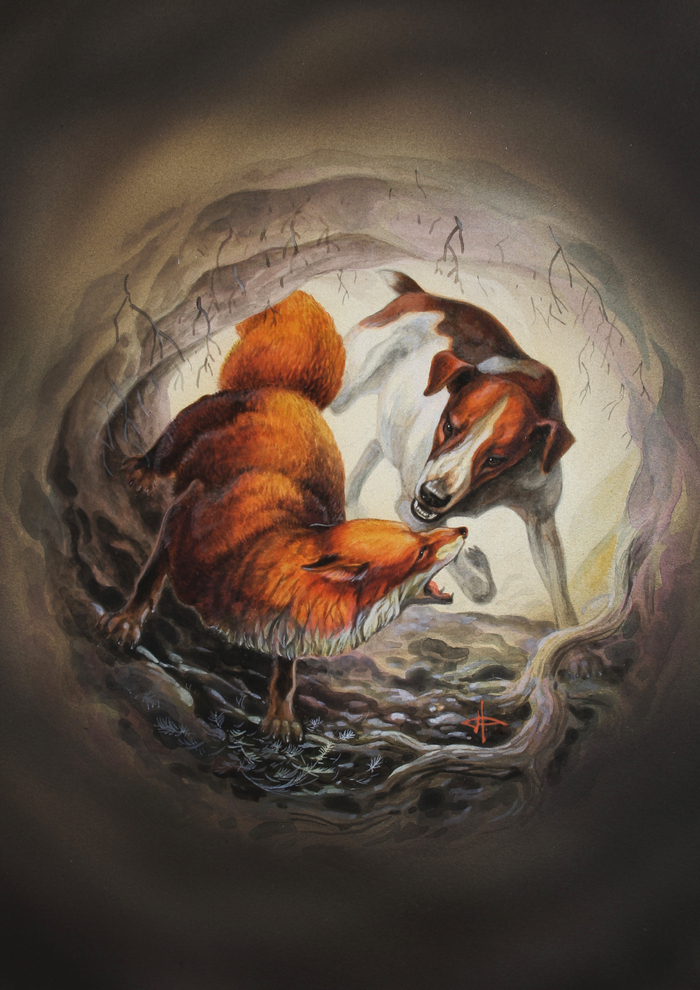 Гладкий фокс и лиса.