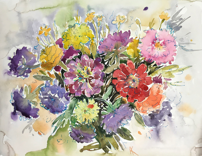 Букет с цинниями 