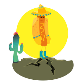 Мексиканский мачо хот-дог в пустыне