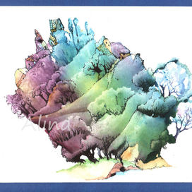 "В сказке".  монотипия