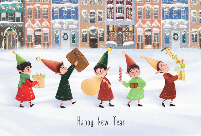 Иллюстрация для новогодней открытки 