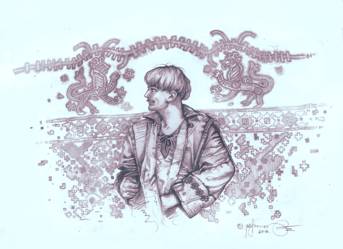 Blacksmith Vacula has. Sketch illustration to Nikolai Gogol novel "The Night Before Christmas." 2016. 