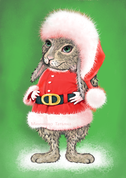 Новогодний заяц Санта Клаус