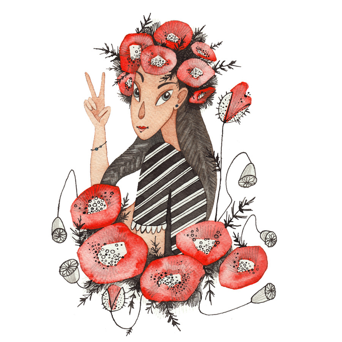 девушка с маками