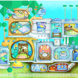 Дом. Для игры по изучению названий комнат на английском.