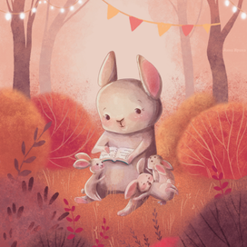 Зайчиха с зайчатами