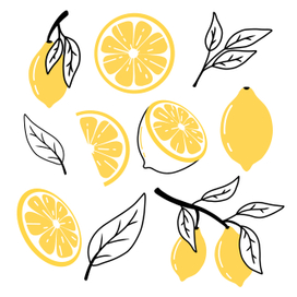 Набор лимонов дудл стиле.