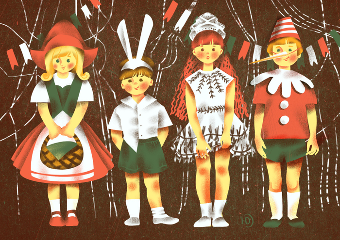 мальчики-зайчики, девочки-снежинки