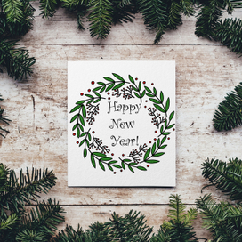 Новогодняя открытка "Рождественский венок"