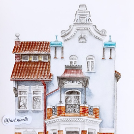 Дом Калининград Открытка Рисунок Сувенир art.ninelle